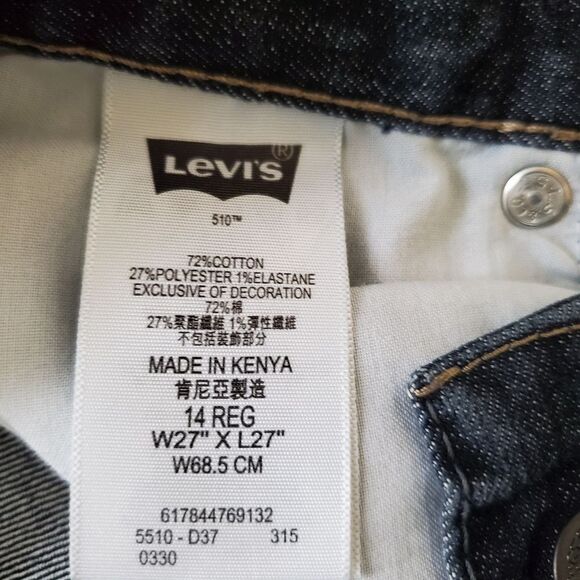 Levi's Boys 510 Skinny Fit Dark Wash Jeans - size 14 in Blue - Picture 10 of 12